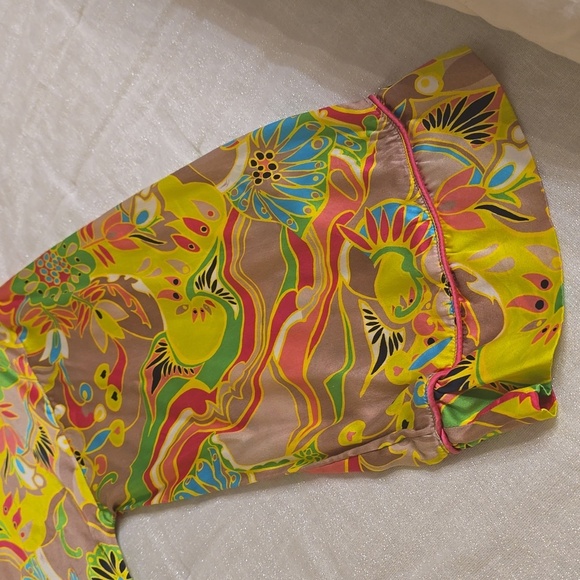 Trina Turk Multicolor Silk Floral Robe - Picture 9 of 15